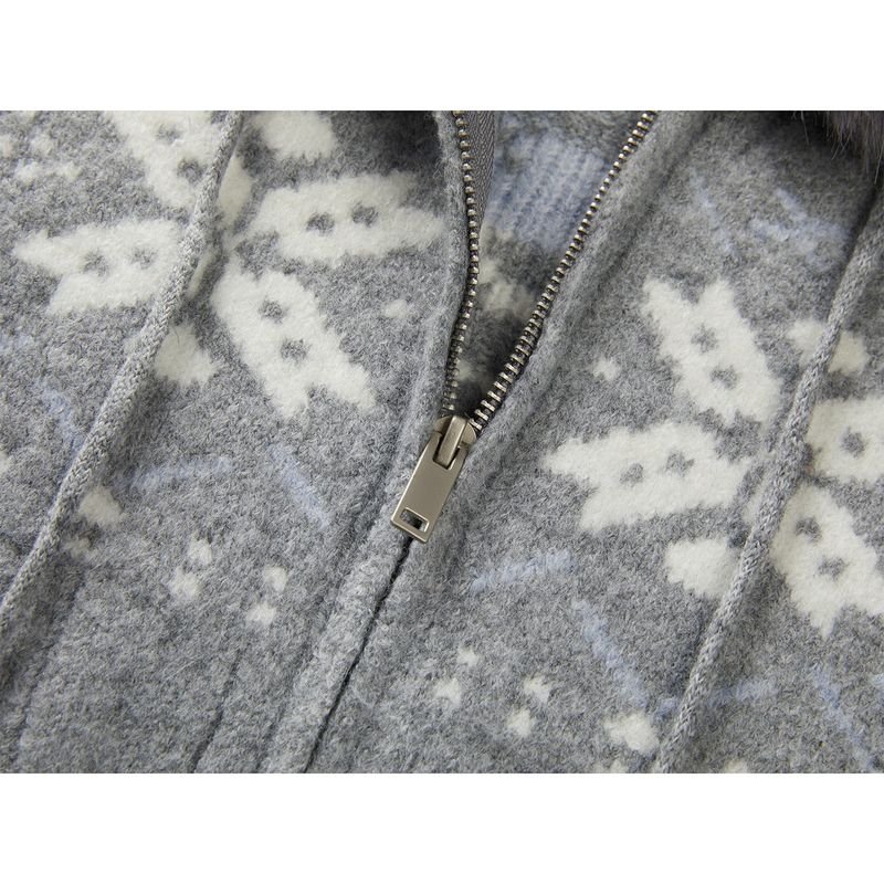 Nella Nordic Fur Knit Zip-Up