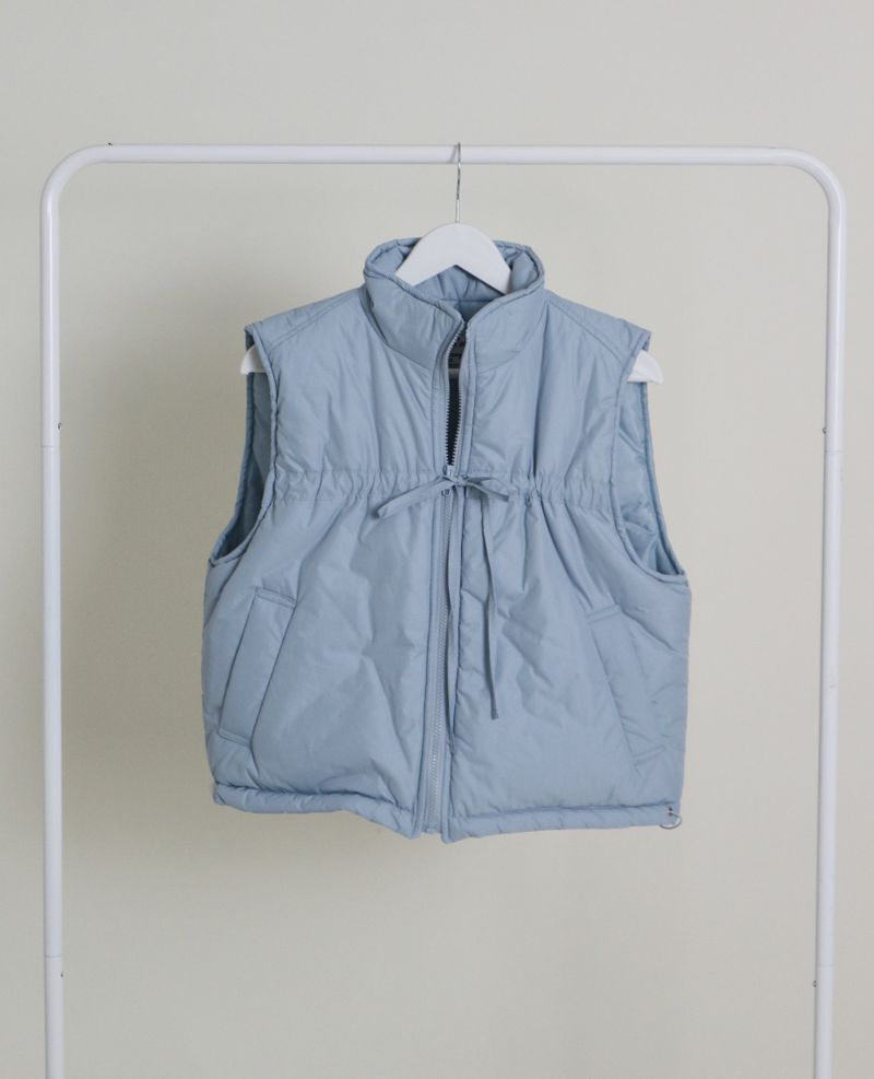 Teddy Ribbon Knot High Neck Cropped Padded Vest (6 ounces)
