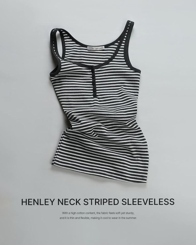 [ORIGINAL] Bat Henley neck Striped Layered Sleeveless