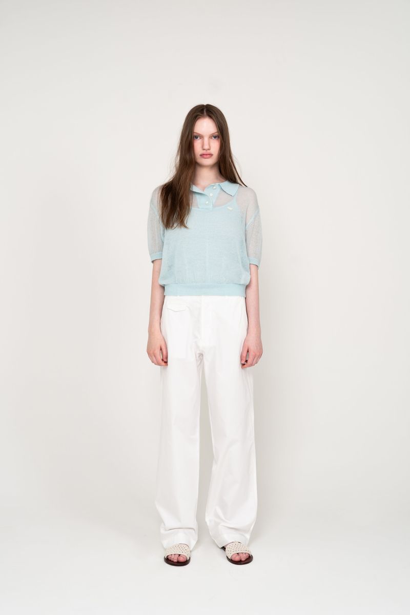 SEE-THROUGH COLLAR HALF KNIT (SKY BLUE)