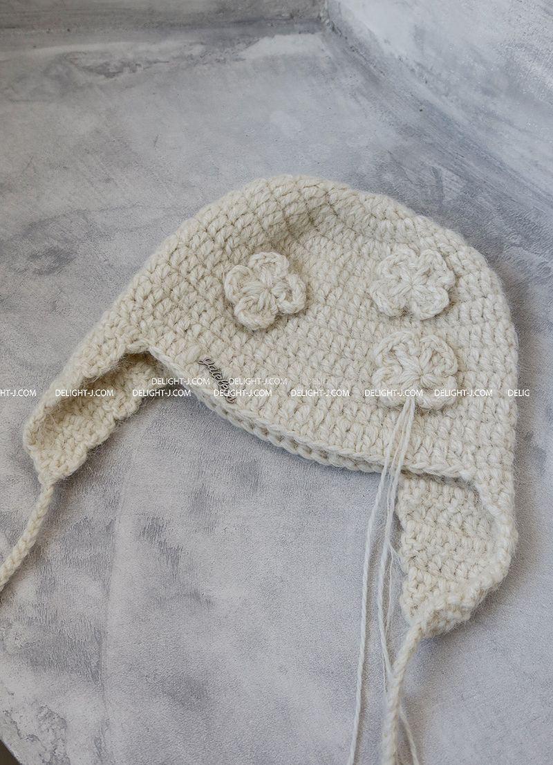Flower knitted knit beanie