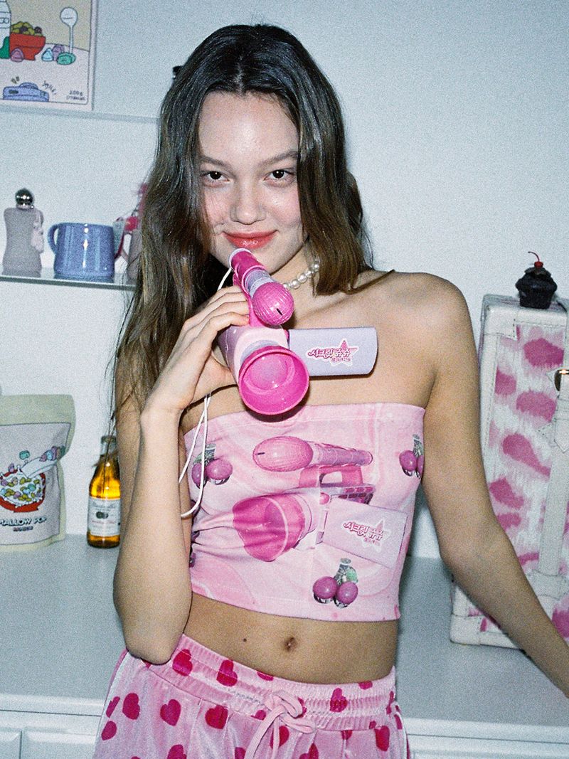 0 2 pink cat tube top