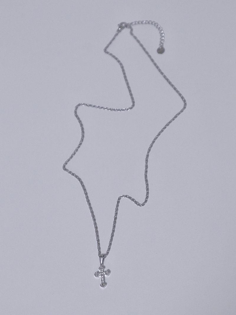 crystal stone cubic cross necklace