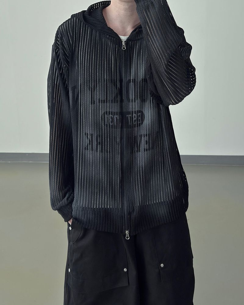 Rukle Mesh Dirty Hooded Zip-Up