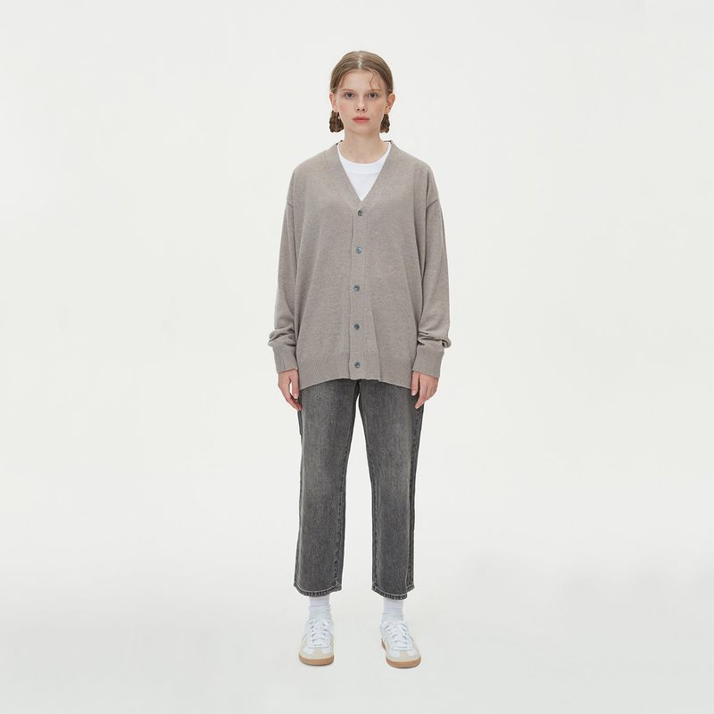 LAMBSWOOL V NECK CARDIGAN_MOCHA