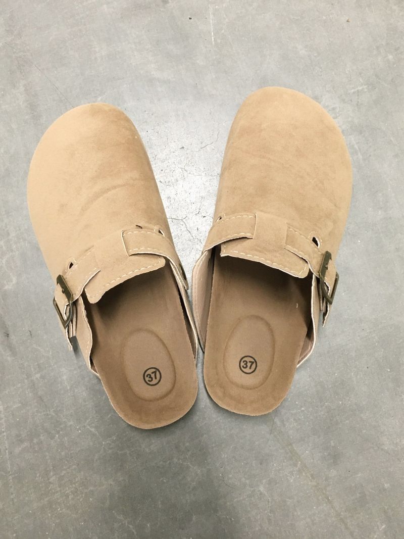 Boston Suede Buckle Slides (3c)