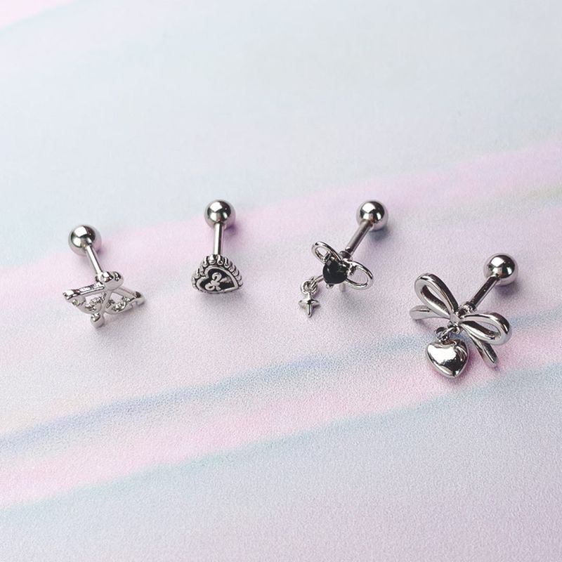 [SET] Cupid Ribbon Heart Piercing