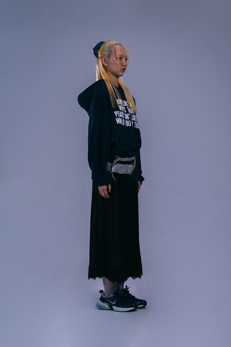 LETTERING HOODIE - NAVY