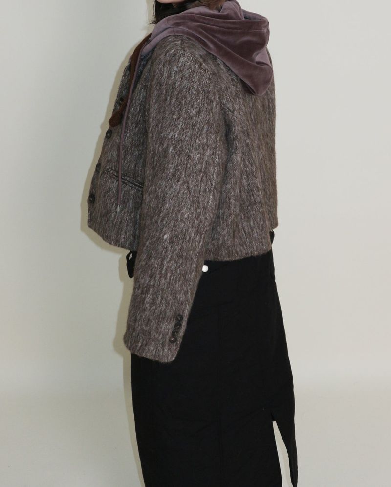 Linda Brush Mohair Crop Long Sleeve Jacket