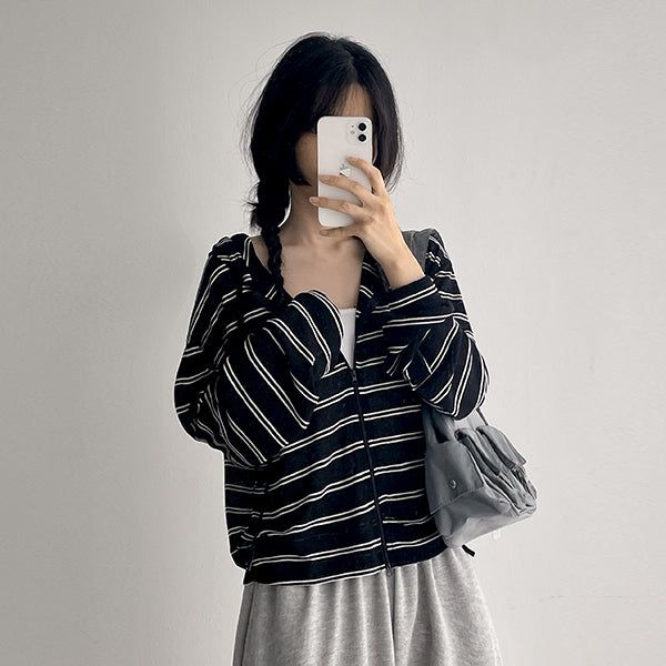 Lime Stripe Hoodie Zip-up (4 colors)