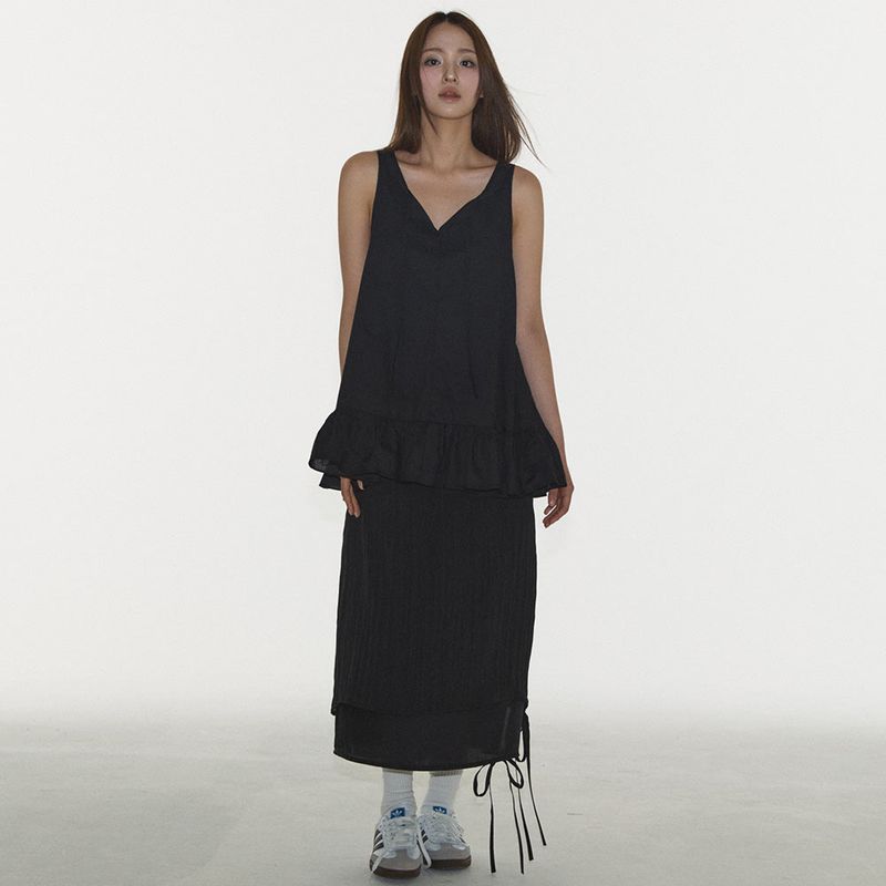 SHINE DOUBLE SKIRT IN BLACK