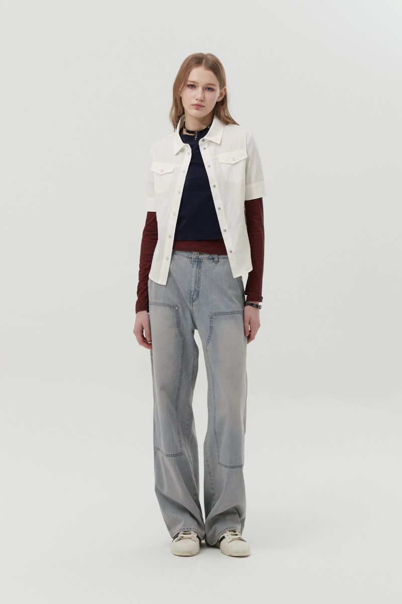 CARPENTER WIDE FIT DENIM PANTS [LIGHT BLUE]