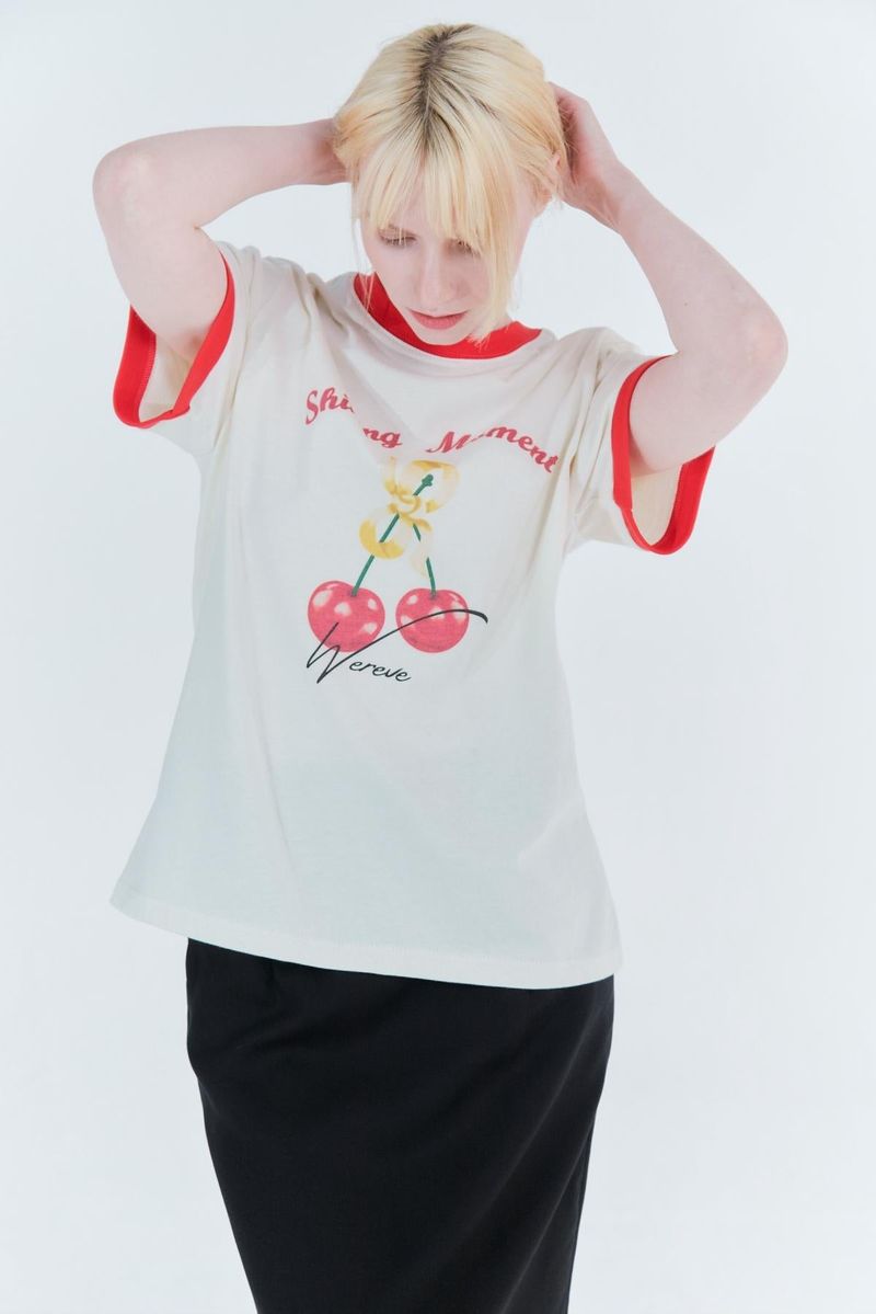 Cherry ringer t-shirt_cream/red
