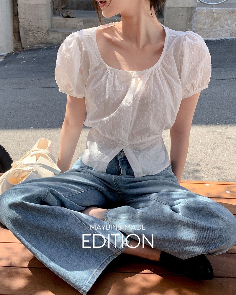 [MADE] Mico puff short‑sleeve blouse