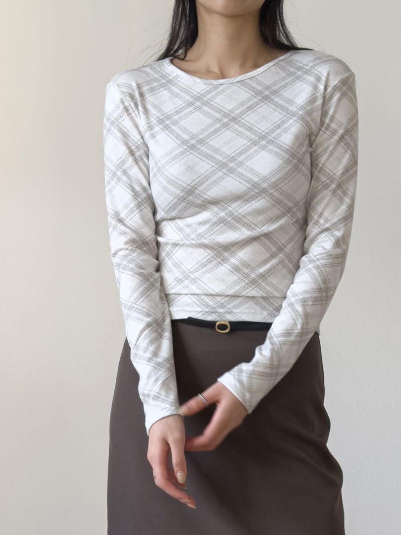 INCHANT ME(インチャントミー)の「Checked Slim Long Sleeve T-shirt(Tops)」