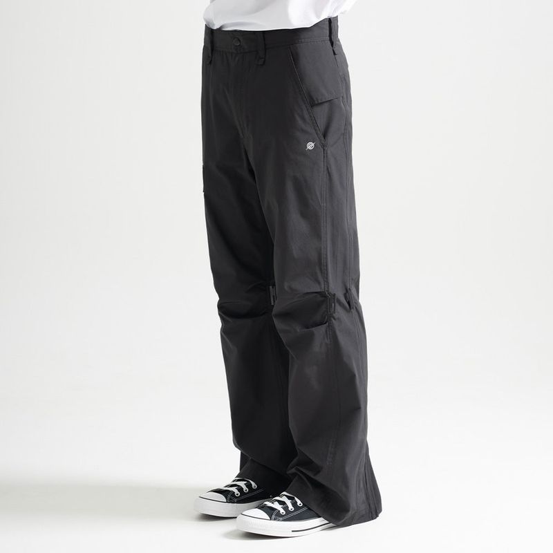 Poly Cotton RIB Buckle Pants - BLACK