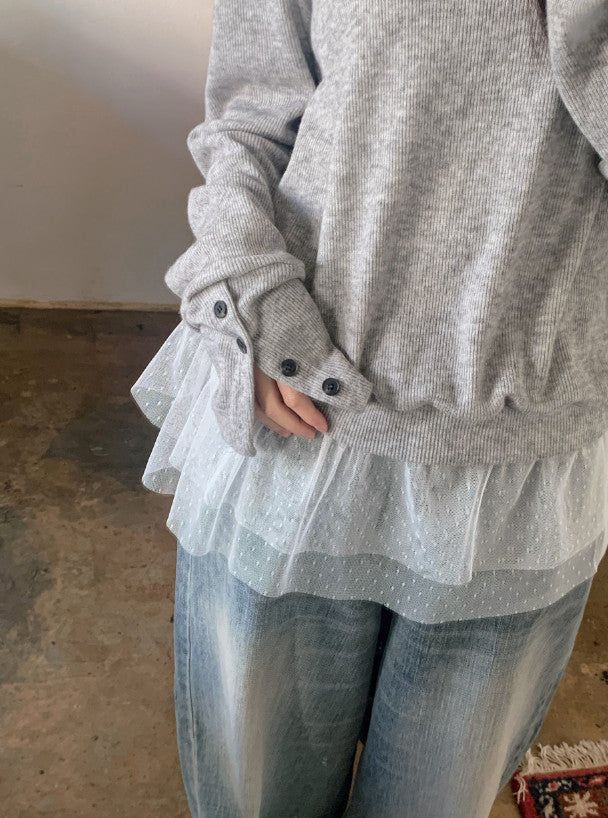 Cuff Button Deep V-neck Knit (2color)