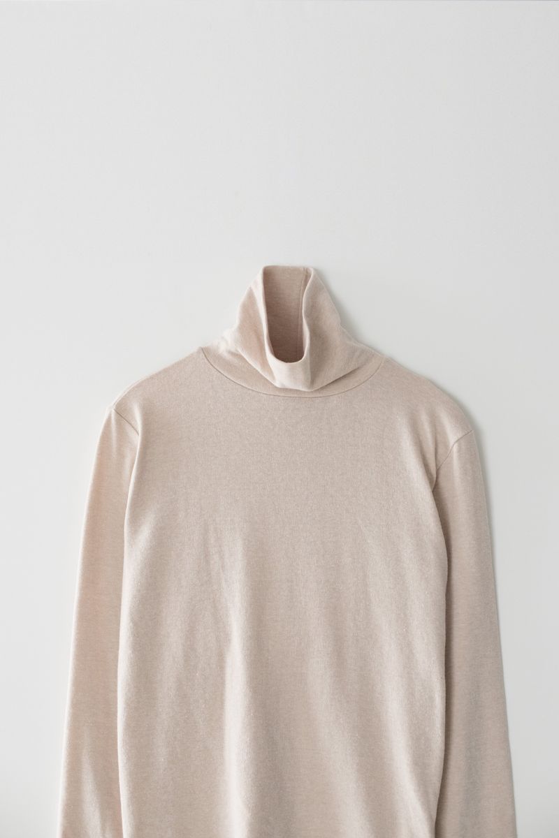 Basic turtle neck T-shirts (Beige)