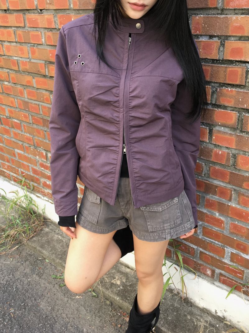 Rosy Shirring Cotton Rider Jacket (3c)