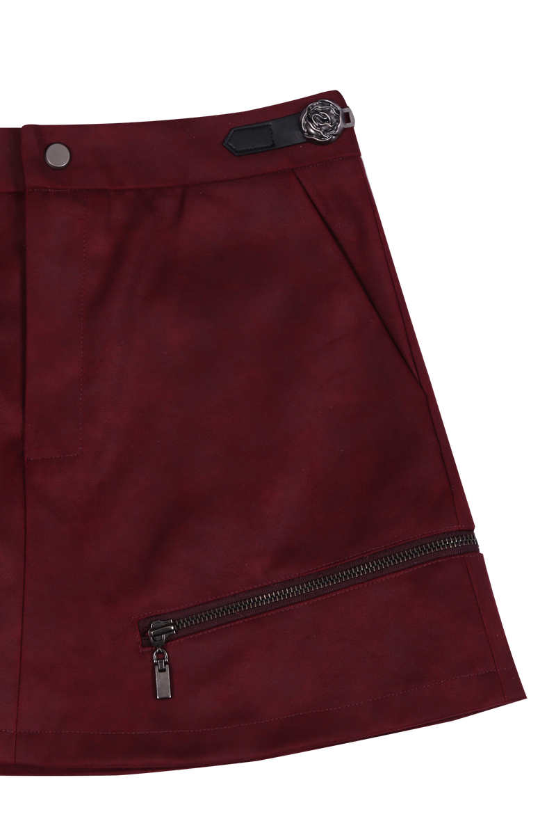 ANTIQUE ROSE SKIRT #SUEDE RED