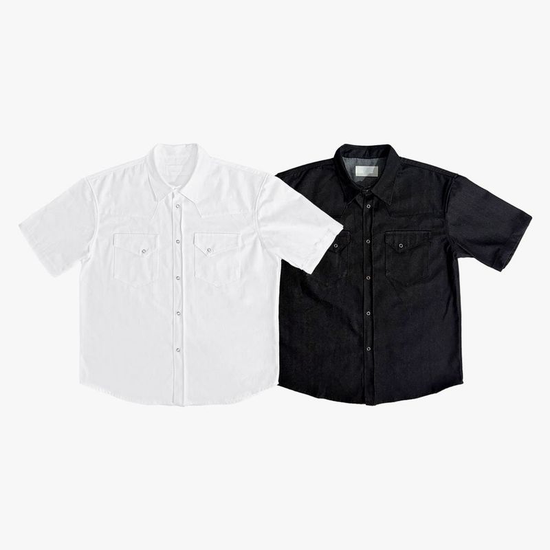Leaf denim western short sleeve shirt