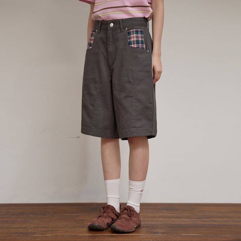 Check Applique Half Pants