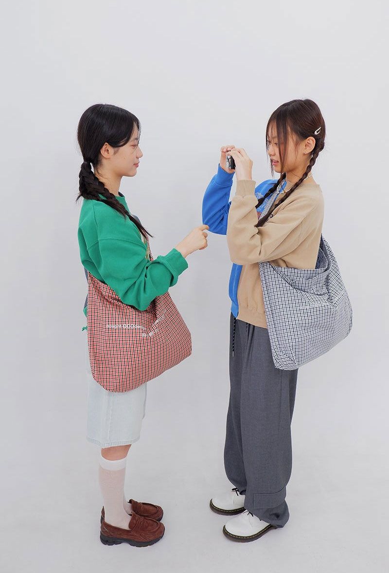 Reverse Logo Check Bag / Red