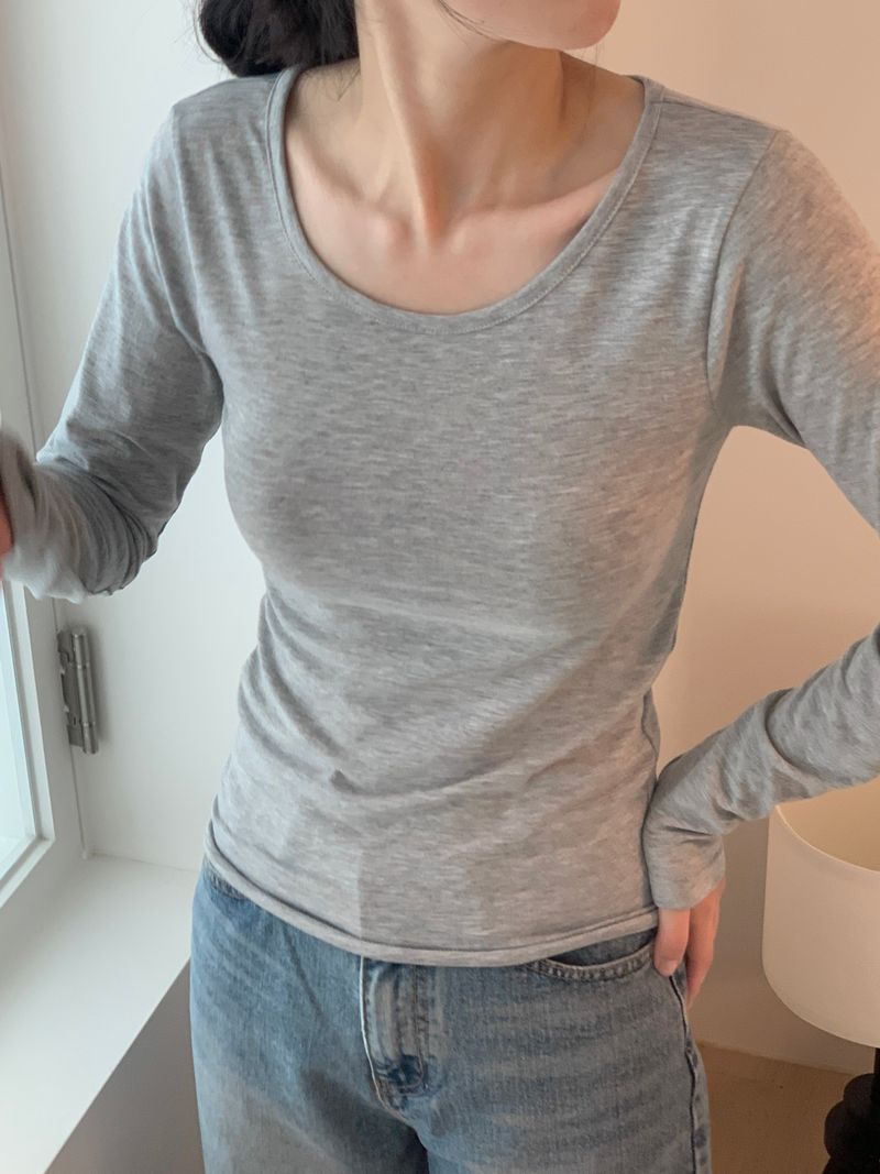 Youth Basic U-neck Long-sleeved T-shirt