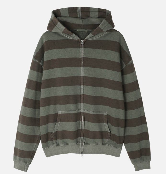 No.1413 dyeing stripe hood ZIP-UP