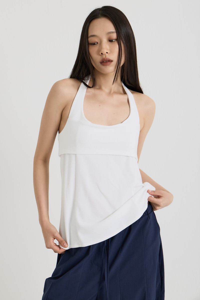 Halterneck sleeveless, White
