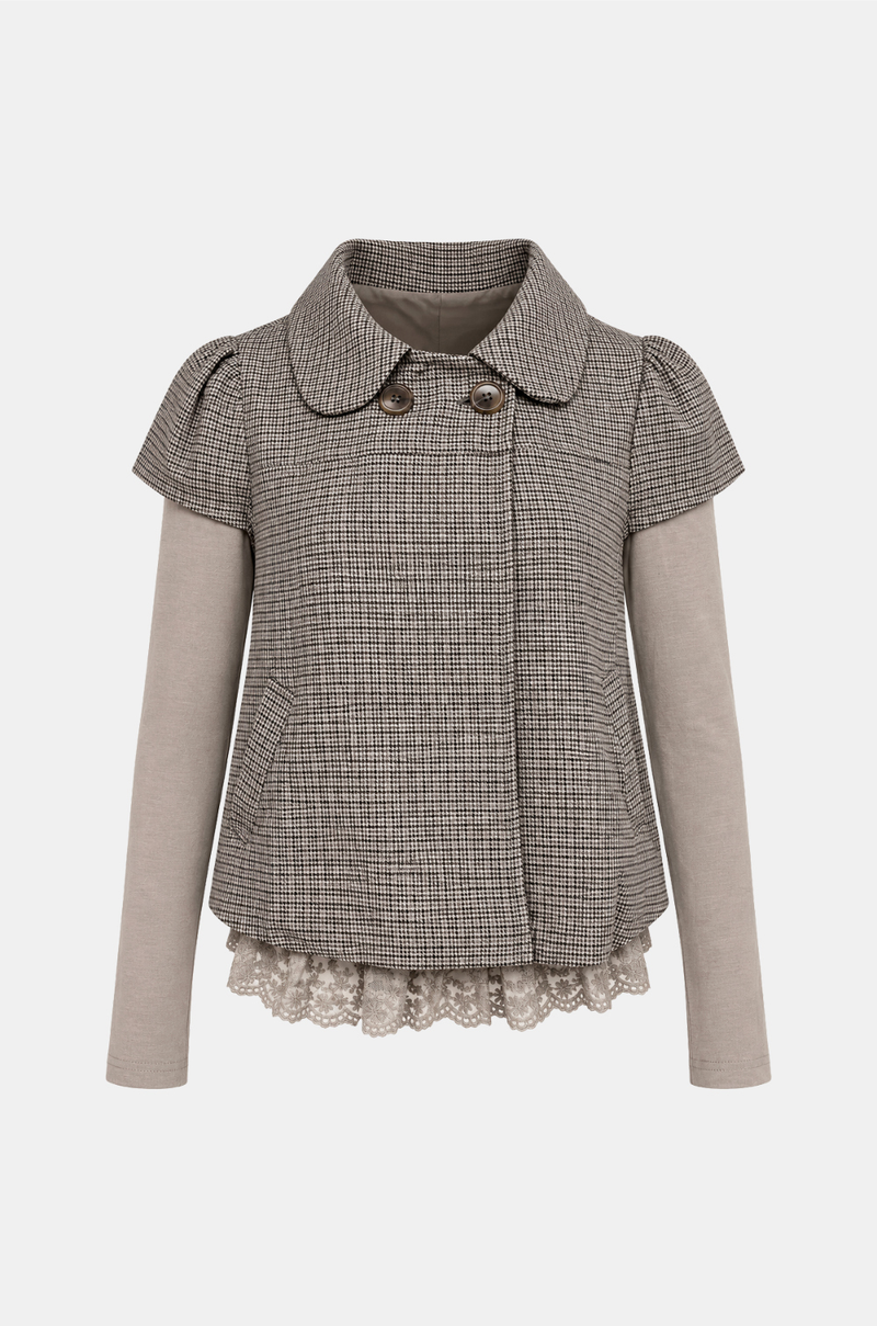 Isabel Layered Houndstooth Puff Jacket