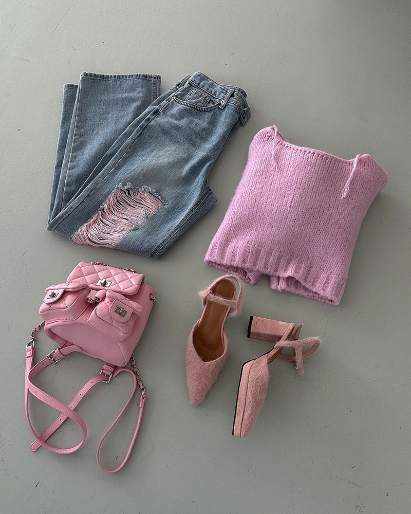 Salt wool cropped knitwear (pink)