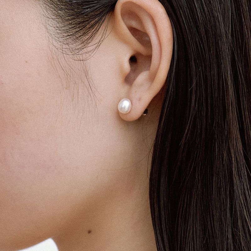 Oval Pearl Earrings, small