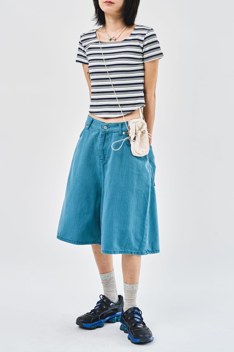 Tar Dyeing Bermuda Denim (2color)