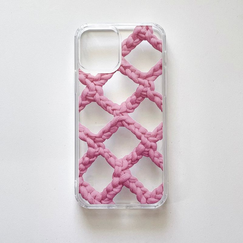 CROCHET NET PHONE CASE_PINK
