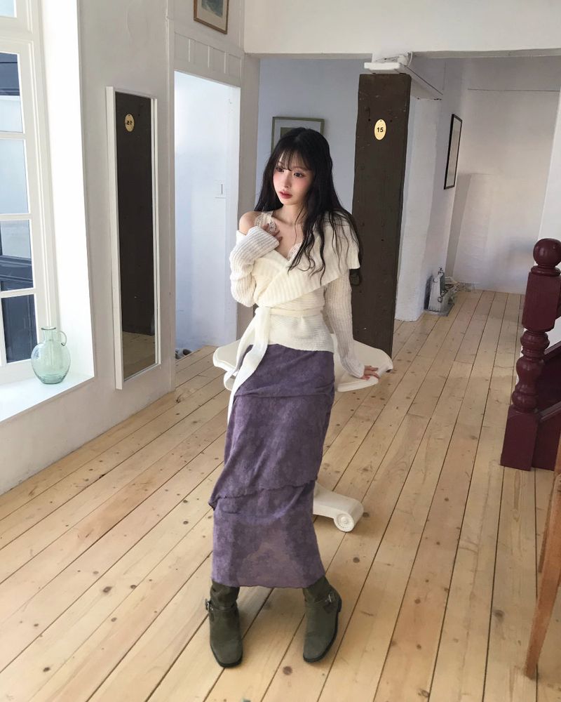 kumachi flower of lace knitwear sk