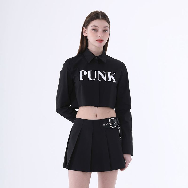 0 2 buckle key pleated skirt - BLACK