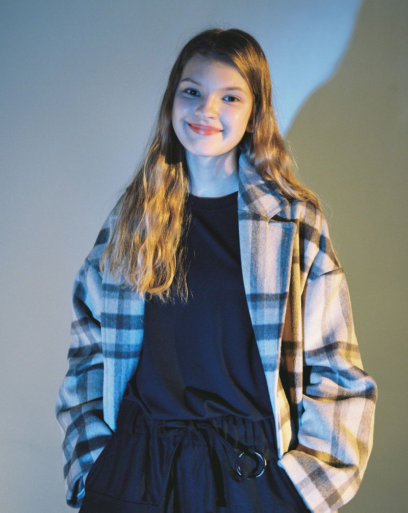 OVERSIZE WOOL CHECK ROBE COAT (Beige)