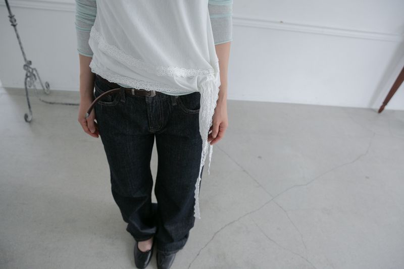 lace shoulder unbal sleeveless top