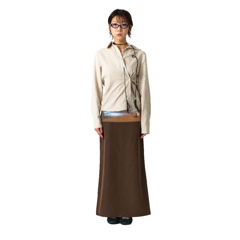 CRAPPYROOM(クラッピールーム)の「EXTRA BUTTONS STRIPE SHIRTS (BROWN)(Tops)」