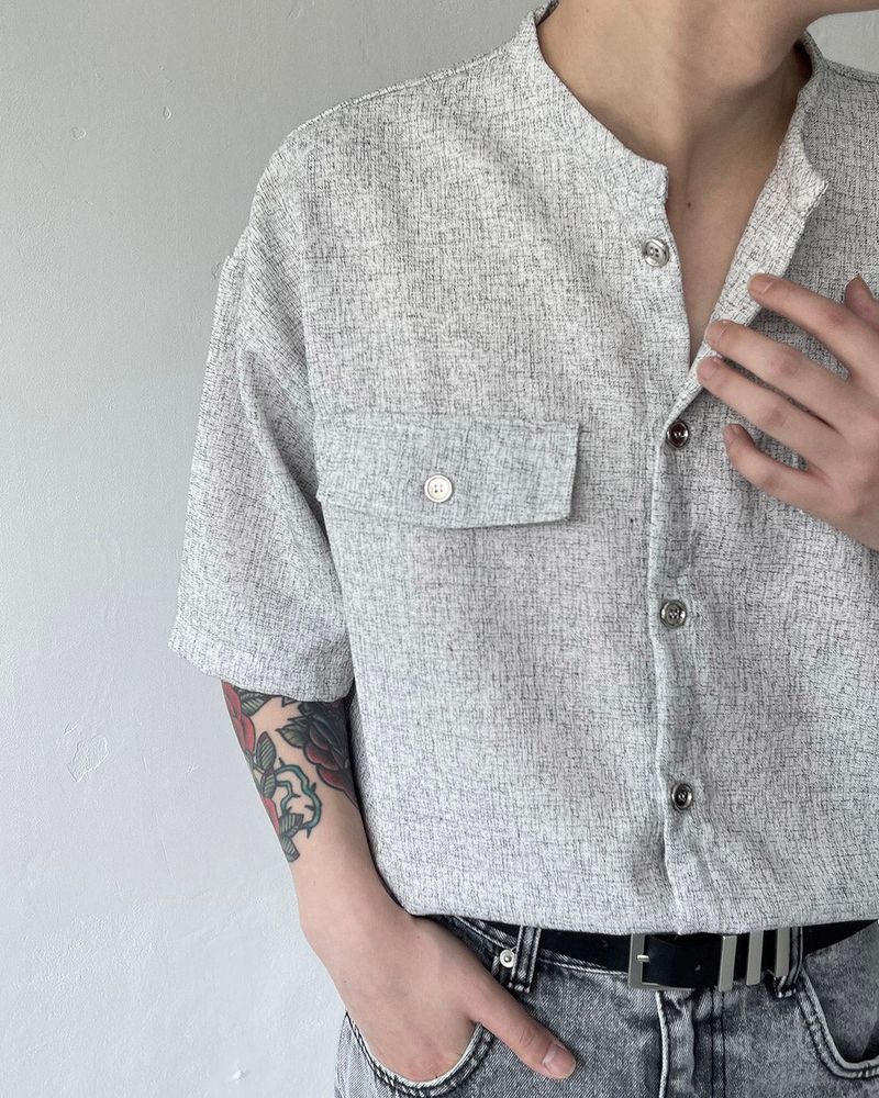 CR Tweed Round Half Shirt (2 colors)