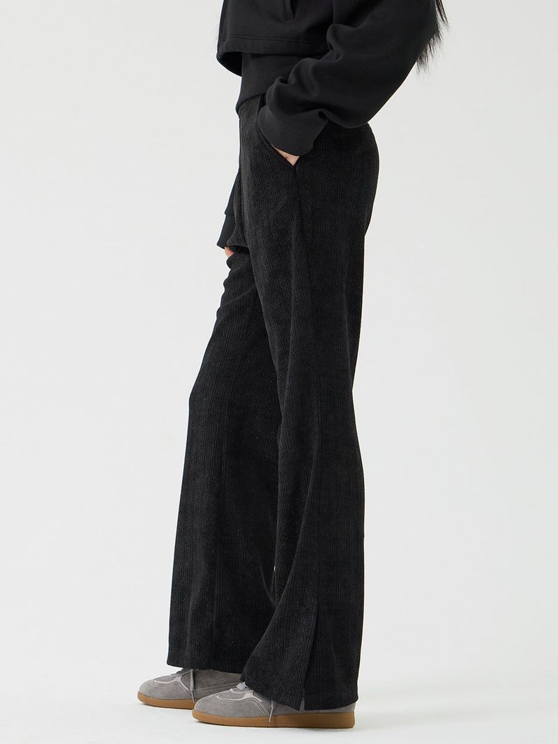 Knit cut detail bootcut Pants, Black