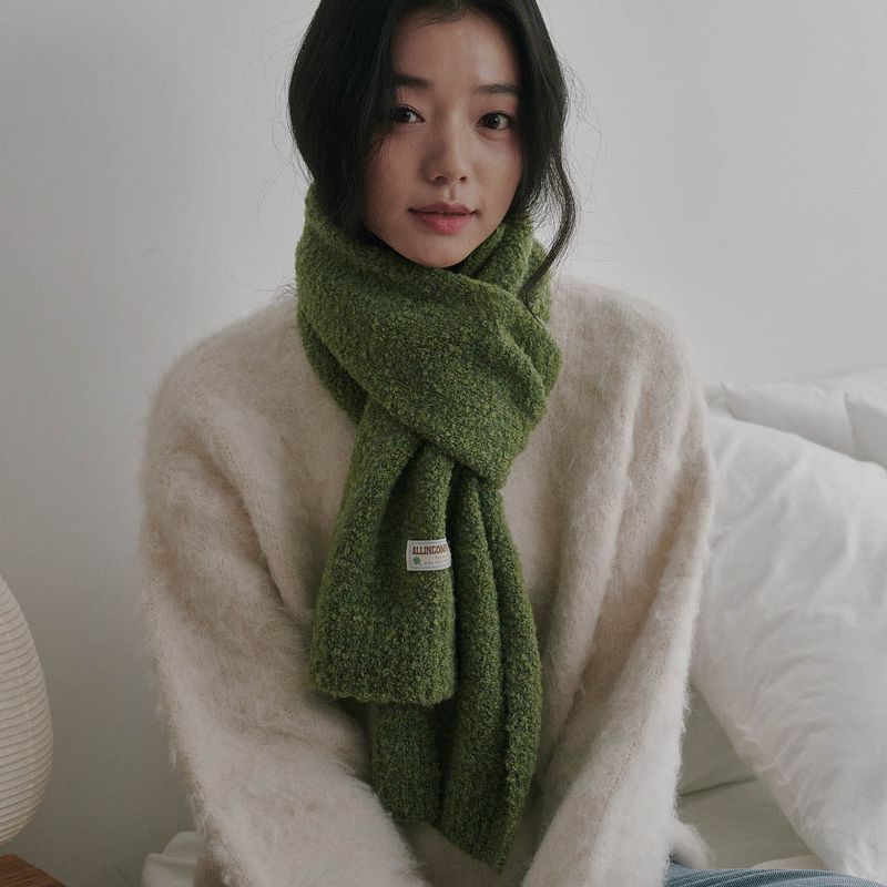 ALLINCOMPLETE（オールインコンプリート）の「Bubble Boucle Knit Muffler (Light Green)（Fashion Accessories）」