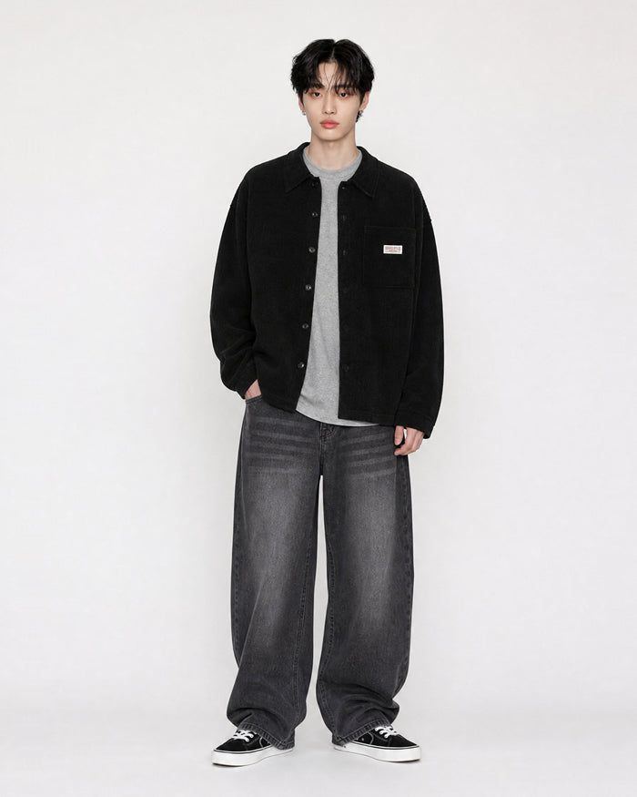(UNISEX) Corduroy Shirt Cardigan