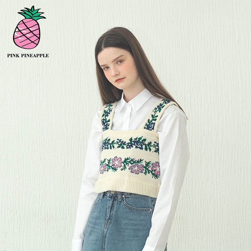 PINK PINEAPPLE（ピンクパイナップル）の「BUSTIER KNIT TOP (2COLOR)（Tops）」