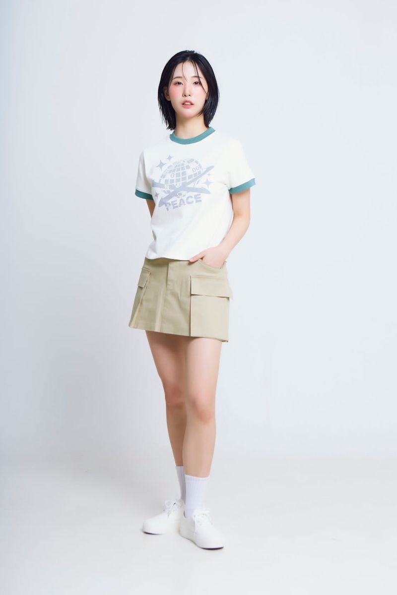 universe print ½T-shirts_ivory/green