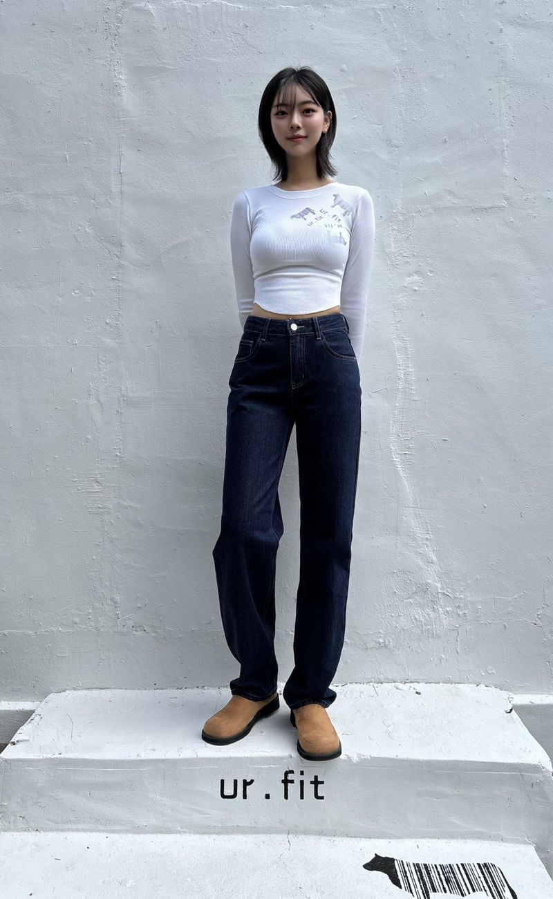 DARK BLUE STANDARD FIT DENIM PANTS code 23003