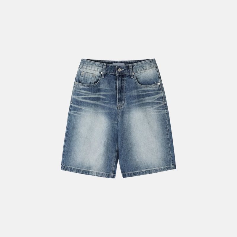 Stone washed bermuda denim pants
