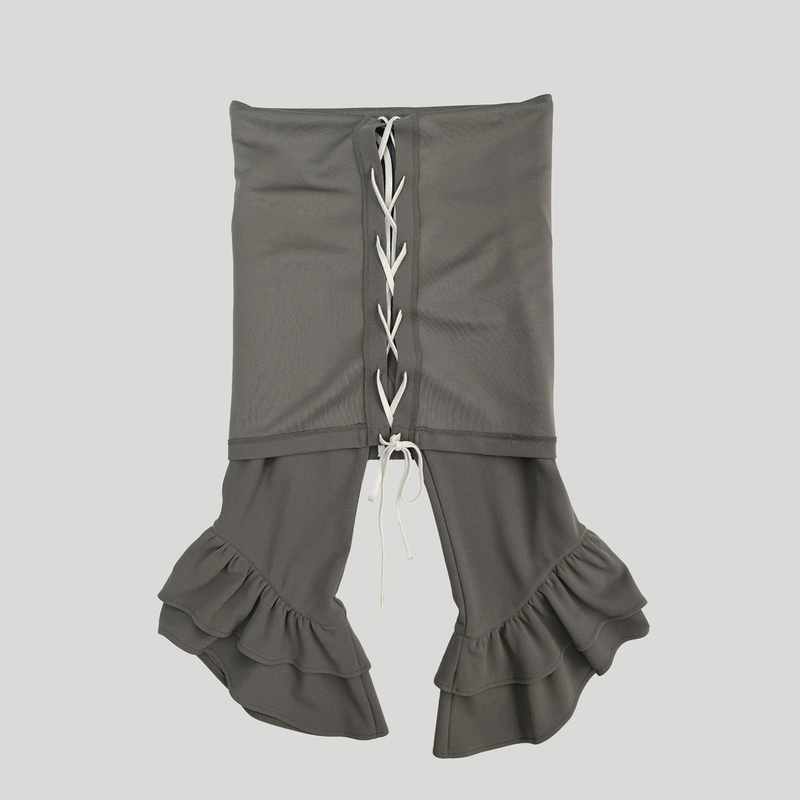 LACE-UP CONVERTIBLE JUMPSUIT: KHAKI