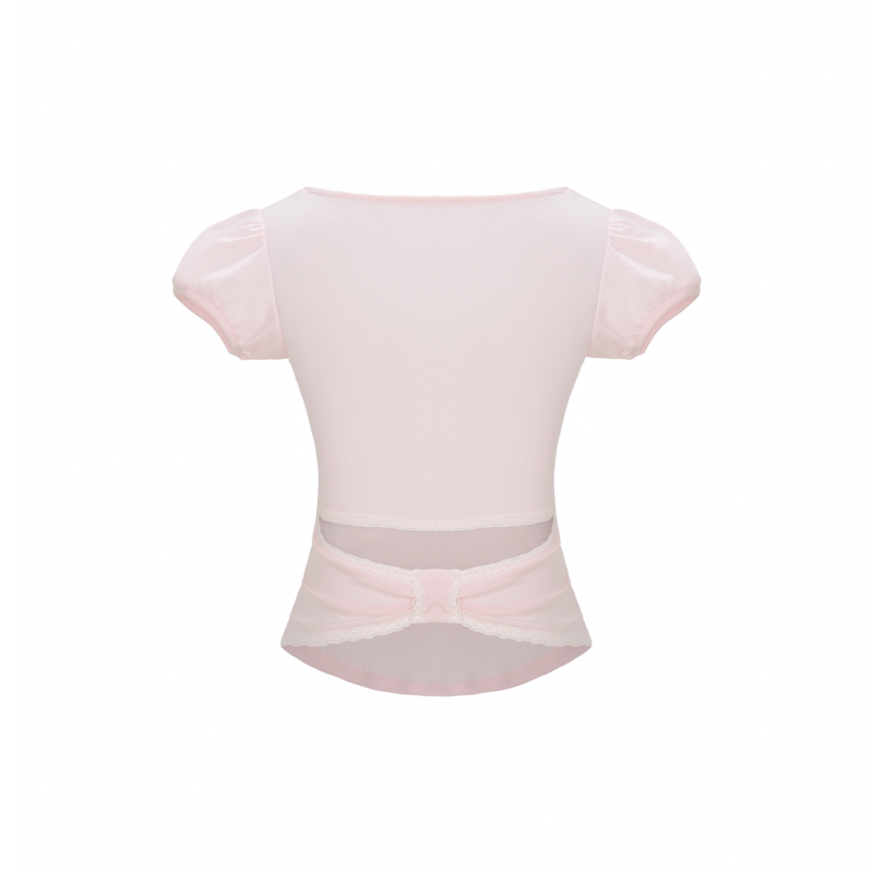 BACK RIBBON PUFF TEE [PINK]